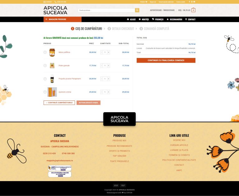 Apicola Suceava shop cos cumparaturi