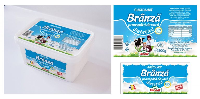 eticheta branza proaspata de vaca Vanbet